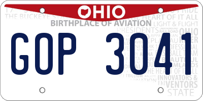 OH license plate GOP3041