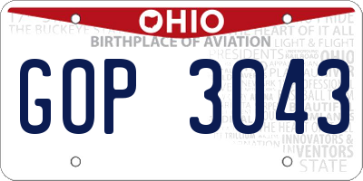 OH license plate GOP3043