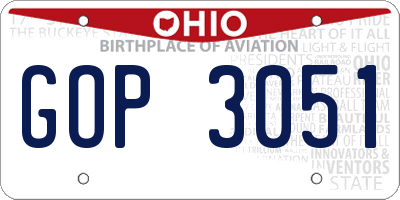 OH license plate GOP3051