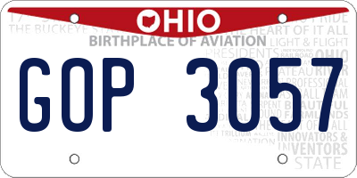 OH license plate GOP3057