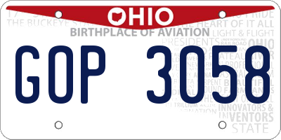 OH license plate GOP3058