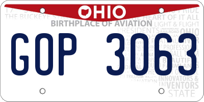 OH license plate GOP3063