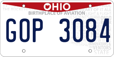 OH license plate GOP3084
