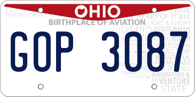 OH license plate GOP3087