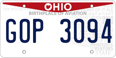 OH license plate GOP3094