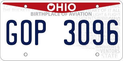 OH license plate GOP3096