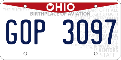 OH license plate GOP3097