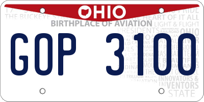 OH license plate GOP3100
