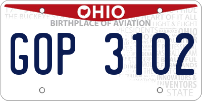 OH license plate GOP3102