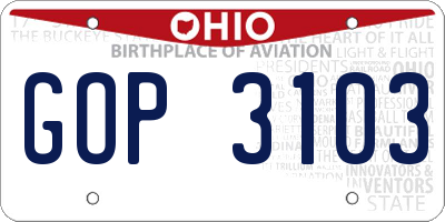 OH license plate GOP3103