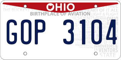 OH license plate GOP3104
