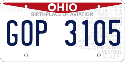OH license plate GOP3105