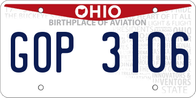 OH license plate GOP3106