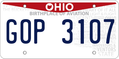 OH license plate GOP3107
