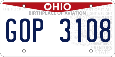 OH license plate GOP3108