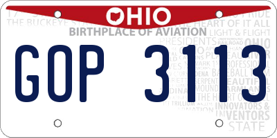 OH license plate GOP3113