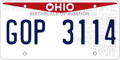 OH license plate GOP3114