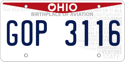 OH license plate GOP3116