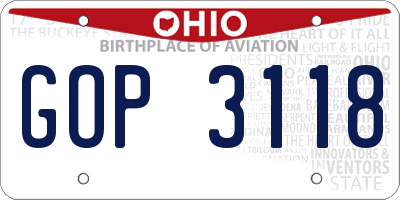 OH license plate GOP3118