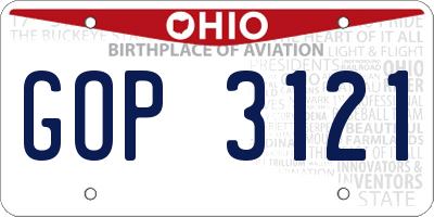 OH license plate GOP3121