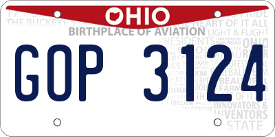 OH license plate GOP3124