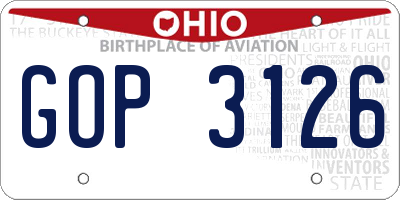 OH license plate GOP3126
