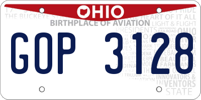 OH license plate GOP3128
