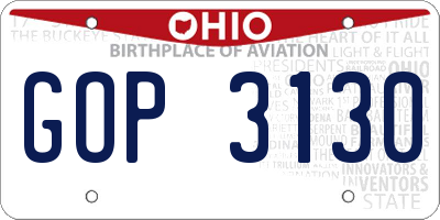 OH license plate GOP3130