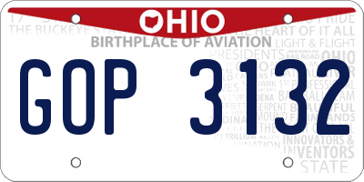 OH license plate GOP3132