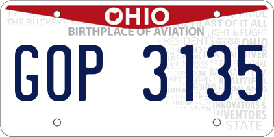 OH license plate GOP3135