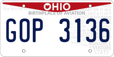OH license plate GOP3136