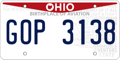 OH license plate GOP3138