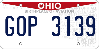 OH license plate GOP3139