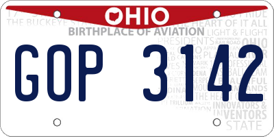 OH license plate GOP3142