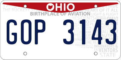 OH license plate GOP3143