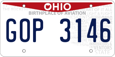 OH license plate GOP3146