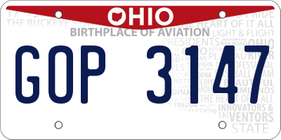 OH license plate GOP3147