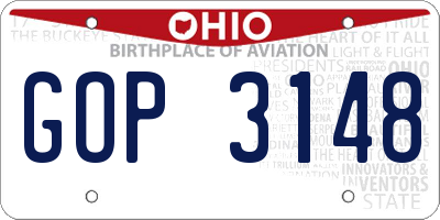 OH license plate GOP3148
