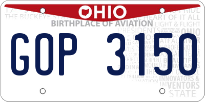 OH license plate GOP3150