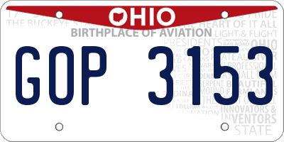 OH license plate GOP3153