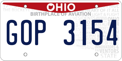 OH license plate GOP3154