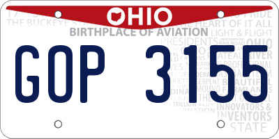 OH license plate GOP3155