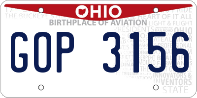OH license plate GOP3156