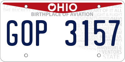 OH license plate GOP3157