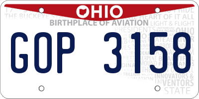 OH license plate GOP3158