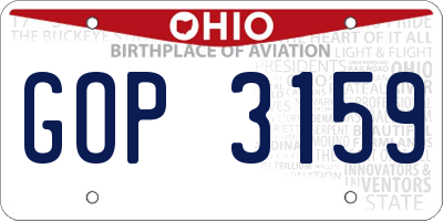OH license plate GOP3159