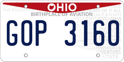 OH license plate GOP3160