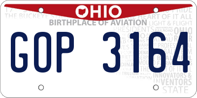 OH license plate GOP3164