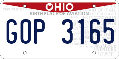 OH license plate GOP3165