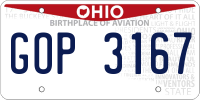 OH license plate GOP3167